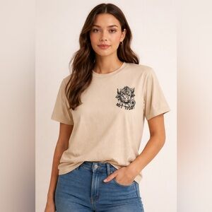Beige “Not Today” Highland Cow Graphic Tee – Oversized Small